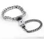 Uloveido Titanium Steel Cuban Chain Bracelets for Couples, His and Hers Square Heart Lock Bangles Matching Jewelry Set Y853