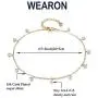 WEARON Dainty Gold Link Chain Anklet Women 14K Gold Plated Cute Charm Blue Evil Eye Cubic Zirconia Pearl Coin Chain Anklet Double Layer Chain Boho Beach Anklet Personalized Friendship Gifts