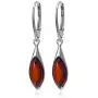 Sterling Silver Red Dark Amber Earrings Pendant Necklace Marquise Set 18 Inches Sterling Silver Red Dark Amber Earrings Pendant Necklace Marquise Set 18 Inches
