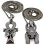 Shiny Jewelers USA Mens Egyptian Anubis & ANKH Cross Pendant & Box Chains Hip HOP Necklace Set Black