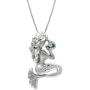 Sterling Silver and Blue Topaz Mermaid Necklace Pendant with 18'' Box Chain