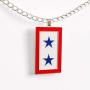 Happy Kisses Blue Star Service Flag Necklace – Blue Star Mom Pendant– One, Two & Three Stars – Message Card