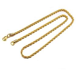 Hip Hop Width 3MM Rope Chain Necklace Fashion Gold Metal Twist Rope Chain Link Necklaces for Women Men Gifts Jewelry