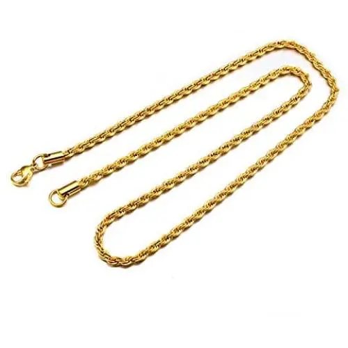 Hip Hop Width 3MM Rope Chain Necklace Fashion Gold Metal Twist Rope Chain Link Necklaces for Women Men Gifts Jewelry Hip Hop Width 3MM Rope Chain Necklace Fashion Gold Metal Twist Rope Chain Link Necklaces for Women Men Gifts Jewelry