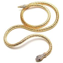 Tvoip Fashion Collier Femme Jewelry Full Rhinestone Accessories gold silver Crystal Snake long Pendant Necklace. (Gold)