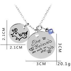 Luvalti “She Believed She Could So She Did” Round Pendant Necklace - Motivational Jewelry Gift - Family and Friends Jewelry