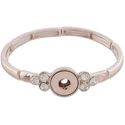 Mini 12mm Snap Jewelry Rose Gold Rhinestone Stretch Bracelets fits Petite Ginger Charms My Prime Gifts