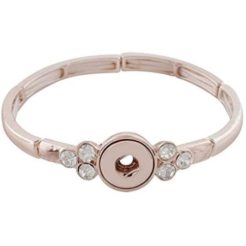 Mini 12mm Snap Jewelry Rose Gold Rhinestone Stretch Bracelets fits Petite Ginger Charms My Prime Gifts