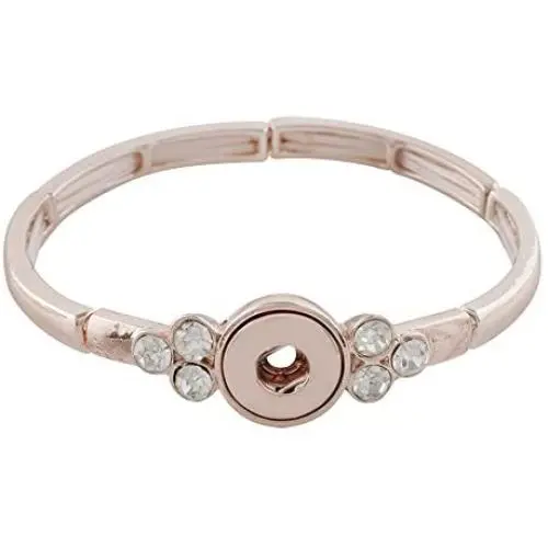 Mini 12mm Snap Jewelry Rose Gold Rhinestone Stretch Bracelets fits Petite Ginger Charms My Prime Gifts