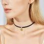KUTOLAKI Dainty Sunflower Choker Necklace for Women, Vintage Black Weave Chocker Necklace With Golden Sunflower Pendant For Girls