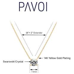 PAVOI 14K Gold Plated Swarovski Crystal Solitaire 1.5 Carat (7.3mm) CZ Dainty Choker Necklace | Gold Necklaces for Women