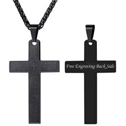 U7 Men Boys Simple Cross Necklace with Chain 22'' Stainless / 18K Gold/Ion-Plating Blue Pendant, Customizable Jewelry