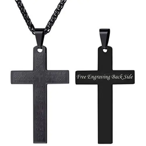 U7 Men Boys Simple Cross Necklace with Chain 22'' Stainless / 18K Gold/Ion-Plating Blue Pendant, Customizable Jewelry U7 Men Boys Simple Cross Necklace with Chain 22'' Stainless / 18K Gold/Ion-Plating Blue Pendant, Customizable Jewelry