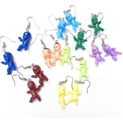 4-8 Pairs Handmade Ugly Doll Earrings Resin Cool Nostalgic Multicolor Weird Wild-Curl Up Hair Funny Crazy Cartoons Mini Baby Drop Earrings for Women Girl Punk Exaggerated Creative Jewelry