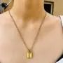 Gamtic Padlock Pendant Figaro Chain Necklace Gold Plated Stainless Steel Solid Lock Women Teen Girls Daily Jewelry