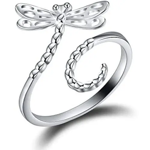 ✦Gifts for Christmas✦18K Gold Plating 925 Sterling Silver Animal Rings Hollow Carving Dragonfly Butterfly Bee Adjustable Rings Insect Open Rings for Girls and Women ✦Gifts for Christmas✦18K Gold Plating 925 Sterling Silver Animal Rings Hollow Carving Dragonfly Butterfly Bee Adjustable Rings Insect Open Rings for Girls and Women