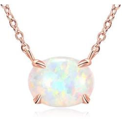 WINNICACA [ Oval & Round ] Sterling Silver Created Opal Choker Necklaces Jewelry Birthday Mothers Day Gifts for Her
