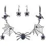 EVER FAITH Halloween Jewelry Accessory Austrian Crystal Vivid Spiders Web Cool Animal Necklace Earrings Set