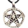 Trilogy Jewelry Pewter Witch Broom Pentagram Pendant on Leather w/ 5 Swarovski Crystals for Birthday