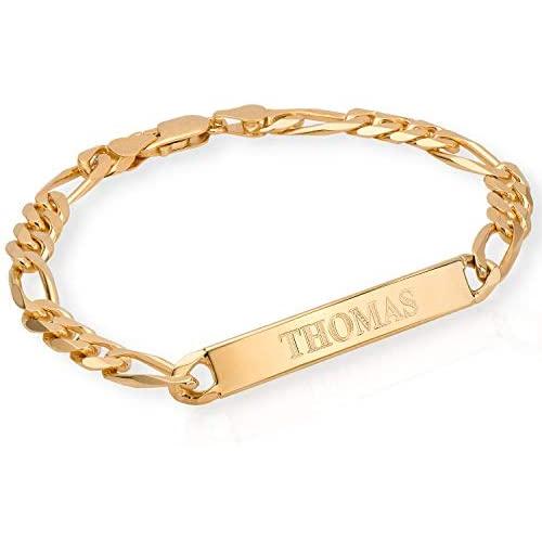 MyNameNecklace Personalized Signature ID Men Bracelet-Sterling Silver 925 /Gold Plated Custom Engraved Father Day Jewelry Gift for Him