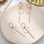 Geometric Double Circle Hoop Dangle Earrings Simple 8 Infinity Knot Bar Tassel Drop Earrings for Women Jewelry
