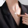 FLYOW S925 Sterling Silver Layered Disc Pendant Choker Necklace Short Dainty Clavicle Necklace for Women Girls