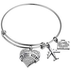 SEIRAA Travel Agent Charm Bracelet Travel Jewelry Appreciate Agent Planner Gift Thank You Gift for Travel Agent Planner