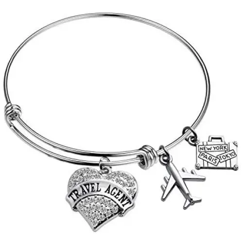 SEIRAA Travel Agent Charm Bracelet Travel Jewelry Appreciate Agent Planner Gift Thank You Gift for Travel Agent Planner SEIRAA Travel Agent Charm Bracelet Travel Jewelry Appreciate Agent Planner Gift Thank You Gift for Travel Agent Planner