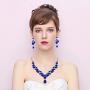 BriLove Womens Wedding Bridal Crystal Geometric Cluster Statement Necklace Dangle Earrings Set