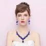 BriLove Womens Wedding Bridal Crystal Geometric Cluster Statement Necklace Dangle Earrings Set