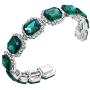 BriLove Womens Wedding Bridal Multi Emerald Cut Crystal Open Bangle Stretch Bracelet