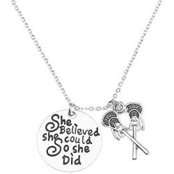 Sportybella Lacrosse Necklace, Lacrosse She Believed She Could So She Did Jewelry for Lacrosse Players