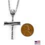 Baseball Bat and Ball Cross Necklace Antique Silver On Stainless Steel Chain Made in USA