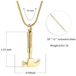 zeqingjw Hammer Urn Necklace for Ashes Memorial Cremation Jewelry Ash Holder Stainless Steel Keepsake Pendant Necklace for Men Women