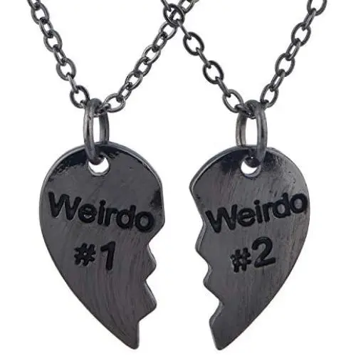 Lux Accessories Weirdo 1 & 2 BFF Best Friends Heart Charm Necklaces (2pc) Lux Accessories Weirdo 1 & 2 BFF Best Friends Heart Charm Necklaces (2pc)