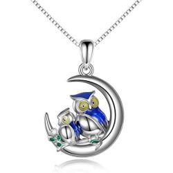 YFN Mother Daughter Necklace Sterling Silver Owl Pendant Necklace Gifts for Mom Daughter