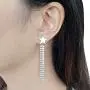 925 Sterling Silver 14K Gold Triangle Star Rose Dangle Drop Stud Earrings with Long CZ Chain Tassel for Women Costume Jewelry 925 Sterling Silver 14K Gold Triangle Star Rose Dangle Drop Stud Earrings with Long CZ Chain Tassel for Women Costume Jewelry