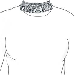 Bling Jewelry Native American Style Coachella Festival Dangling Coins Wide Choker Necklace for Teen for Women Oxidized Silver Plated