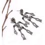 Halloween Skeleton Earrings for Women Girls Moving Horror Skull Drop Dangle Earrings Statement Rhinestone Long Earrings Gothic Jewelry Cosplay Costume Party Gifts