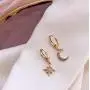 Personality Asymmetric Crystal Star Drop Earrings La Raffine Delicate Joker Moon Style Women Earrings Jewelry