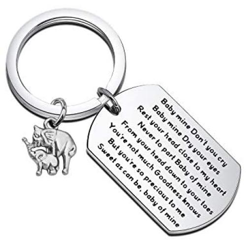 FUSTMW Baby Mine Elephant Keychain Movies Elephant Inspired Gifts Mom Baby Inspirational Jewelry Elephant Lover Gifts