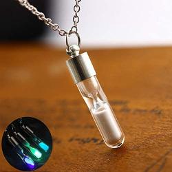 Davitu Cute Time Hourglass Glow in The Dark Pendnat Necklaces Jewelry Wish Glass Bottle Phosphor Glowing Necklaces for Women Gifts 2017 - (Metal Color: CW07561)