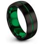 Chroma Color Collection Tungsten Carbide Wedding Band Ring 8mm for Men Women Green Red Fuchsia Copper Teal Blue Purple Black Center Line Dome Black Brushed Polished