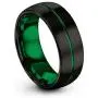 Chroma Color Collection Tungsten Carbide Wedding Band Ring 8mm for Men Women Green Red Fuchsia Copper Teal Blue Purple Black Center Line Dome Black Brushed Polished