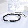 ZENI Heart Bracelet for Women girl, Black Rope Bracelet 925 Silver Handmade Braid Adjustable Bracelet Love Friendship Christmas Jewelry Gift