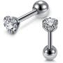 Mini Cubic Zirconia 16G Earring Studs Round Rhinestone Diamond Stainless Steel Post Back Ball Screw Men Women Boy Girl Nose Helix Cartilage Ear Lobe Small Cute Piercing Jewelry