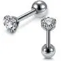Mini Cubic Zirconia 16G Earring Studs Round Rhinestone Diamond Stainless Steel Post Back Ball Screw Men Women Boy Girl Nose Helix Cartilage Ear Lobe Small Cute Piercing Jewelry
