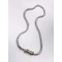Artisanal Designer Balinese Kali Dots Magnetic Barrel Clasp Silver Cable Chain Necklace