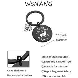 WSNANG Sheep Lover Gift Easily Distracted by Sheep Keychain Sheep Jewelry Gift for Sheep Farmer Sheep Herder Sheep Owner