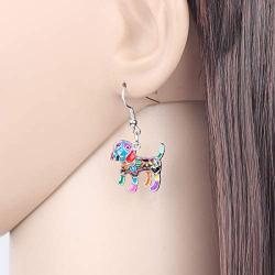 DOWAY Enamel Alloy Lovely Beagles Earrings for Women Girl Kids Dangle Drop Fashion Cute Pet Dog Jewelry Charm Gift